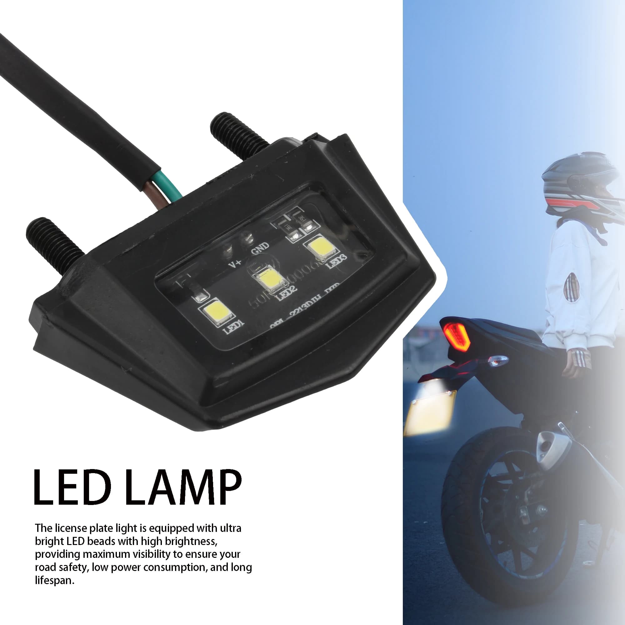 Éclairage de plaque d'immatriculation de moto LED, mini pièces de moto, 12V, 1 pièce, pour KTM, univ