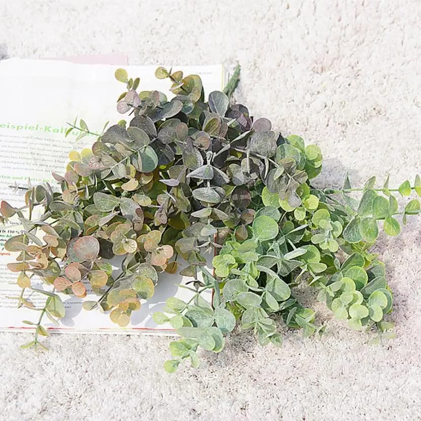 Plantes artificielles en plastique, feuilles, branche d'eucalyptus vert, bricolage, jardin, maison, 