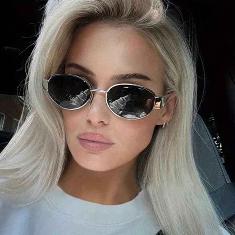 Lunettes de soleil ovales pour femmes et hommes, monture métallique tendance, nuances classiques