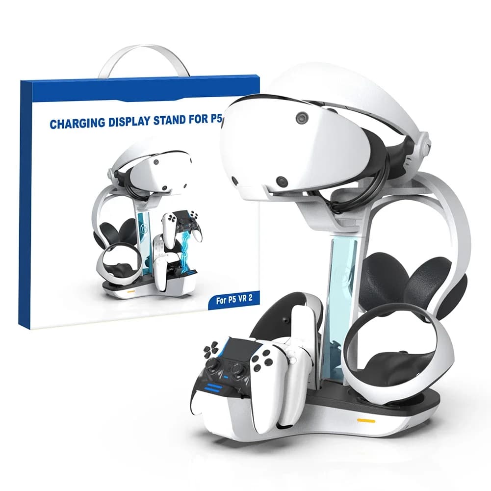 Station de charge S6 pour PS5 PS VInter, support de casque, contrôleur, chargeur, indicateur lumineu