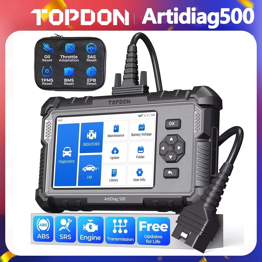 TOPDON ArtiDiag500 Diagnostic 4 systèmes 6 fonctions de réinitialisation Scanner OBD2 SAS/TPMS/BMS/E