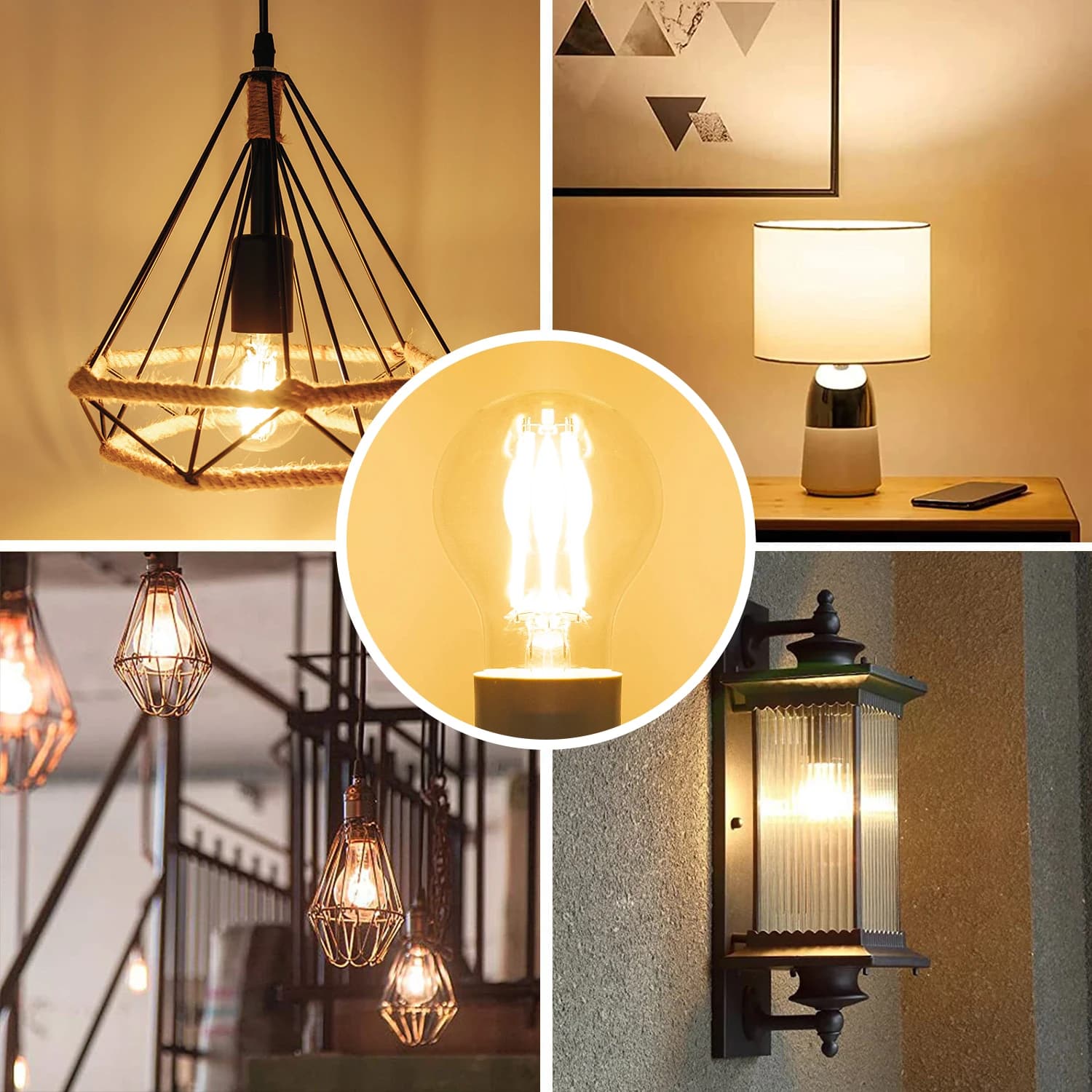 Hcnew A19 E27 Ampoules LED Edison 12W 1521Lumen, lampe à filament à intensité variable, remplacement