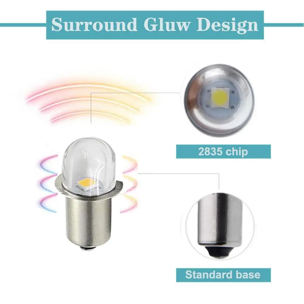 Lampe Miniature LED P13.5S 12V/4.5V/6V/12V, Lumière Blanche Chaude pour Lampe de Poche, Torches de R
