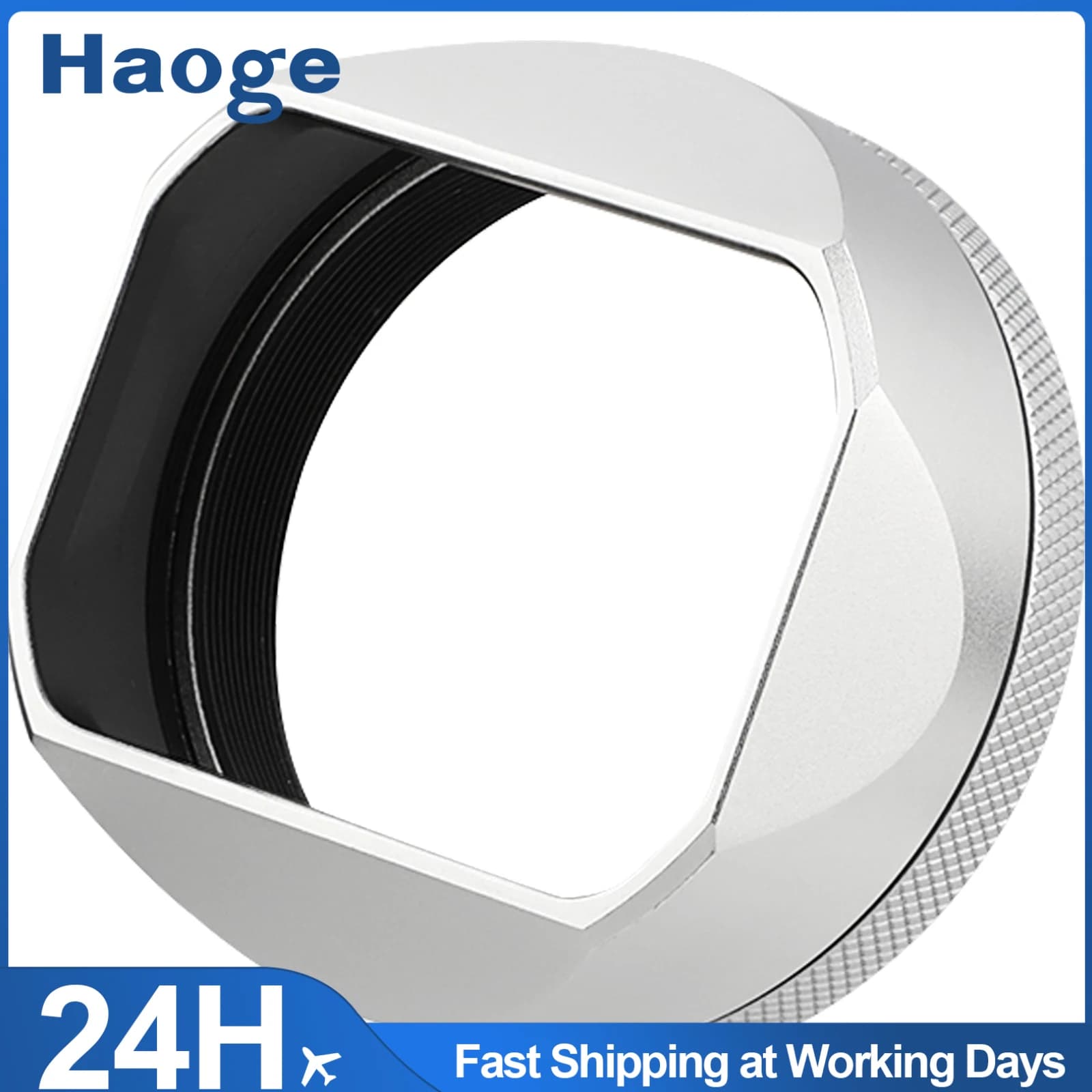 Haoge – pare-soleil carré en métal pour appareil photo Fujifilm Fuji X100VI X100V, argent avec annea