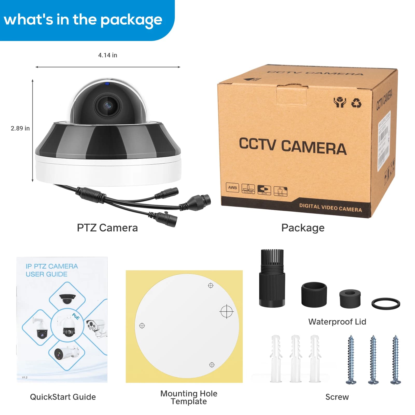 Hikvision-Caméra de surveillance extérieure PTZ IP POE HD 6MP, étanche IP66, avec microphone intégré
