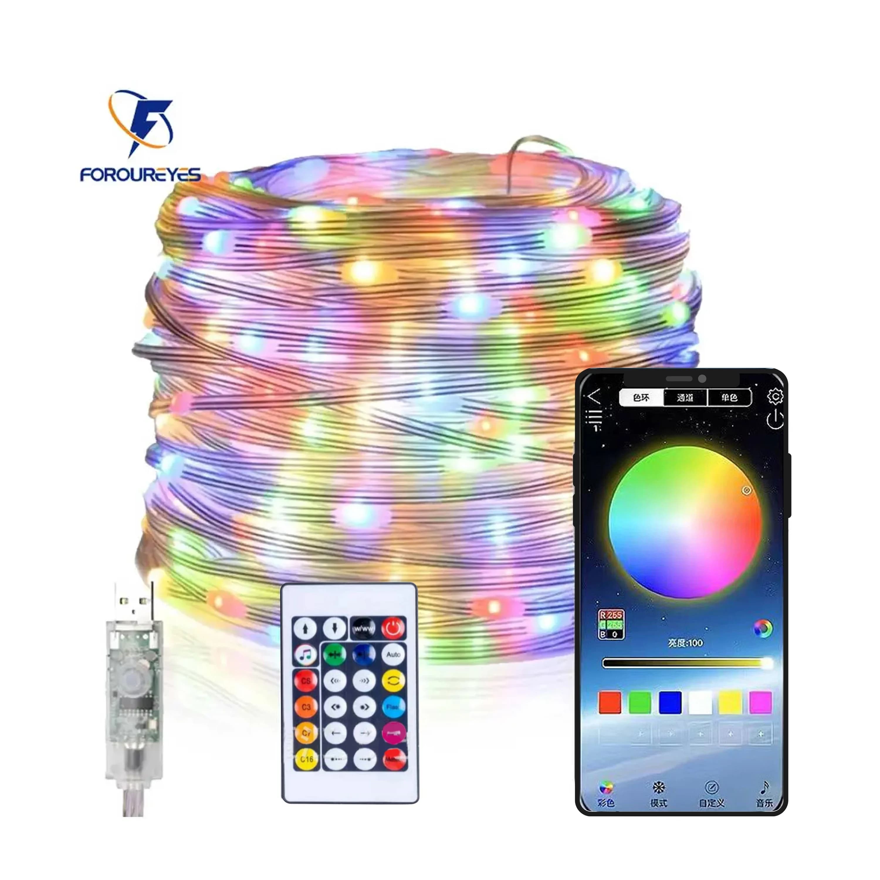 Guirlande lumineuse Led féerique USB, couleur de rêve, intelligente, télécommande APP, pour chambre,