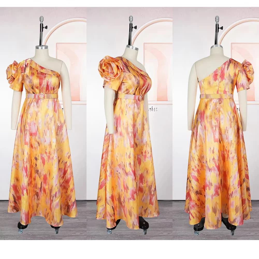 Robes de soirée à une épaule pour femmes, imprimé Dashiki africain, Maxi, Robes de bal, d'anniversai
