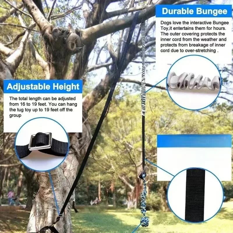 Jouet de remorqueur élastique d'extérieur, jouet pour chien suspendu à l'arbre pour chiens de petite