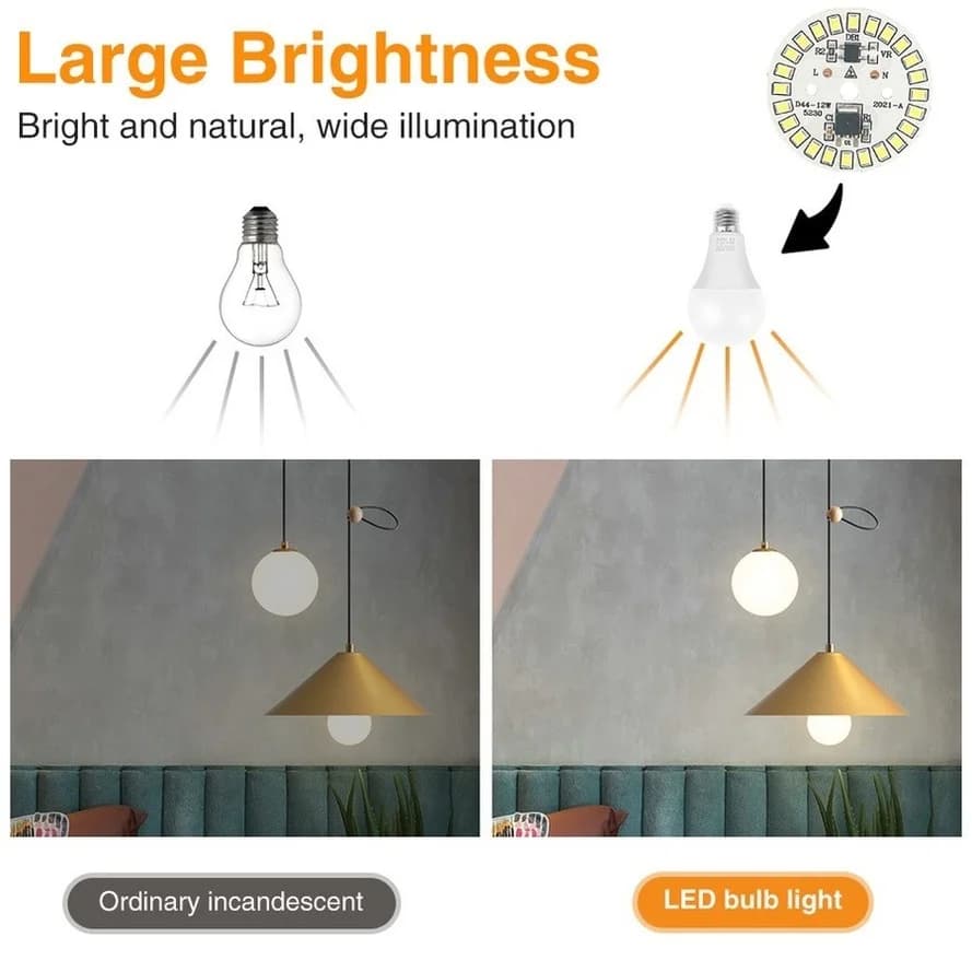 10 pcs/lot puce LED pour lampe ampoule 3 W 5 W 7 W 9 W 12 W 15 W SMD 2835 perles de lumière rondes A
