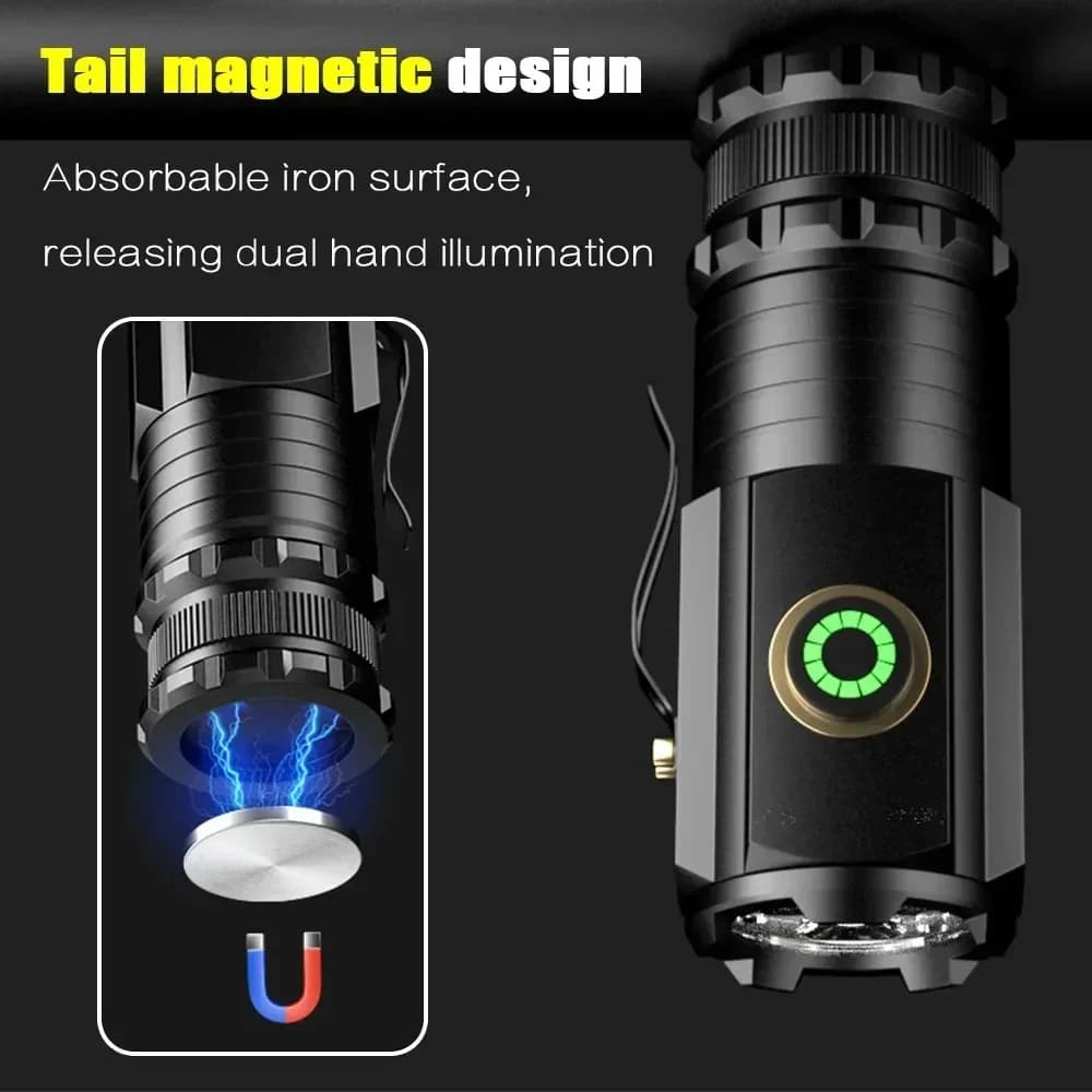 MIni lampe de poche LED puissante 2000LM 3LED lumière Ultra forte 18350 batterie intégrée USB Rechar