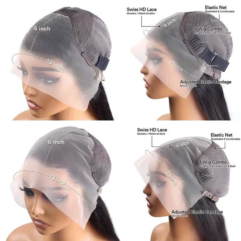 Perruque sans colle 5x5, 34 pouces, densité 250, ultra-lisse, avec dentelle frontale HD transparente