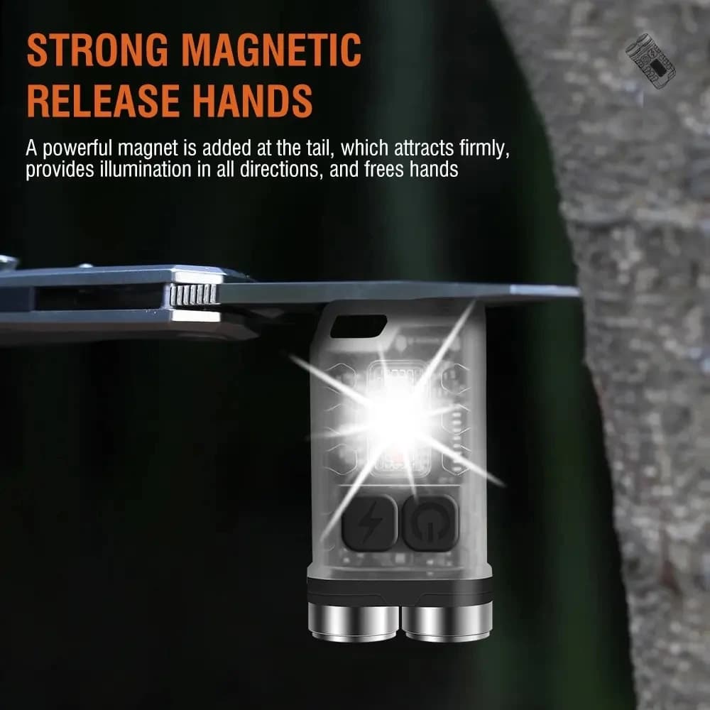 Mini porte-clés Portable lampe de poche LED TYPE C Rechargeable Camping randonnée lanterne haute pui
