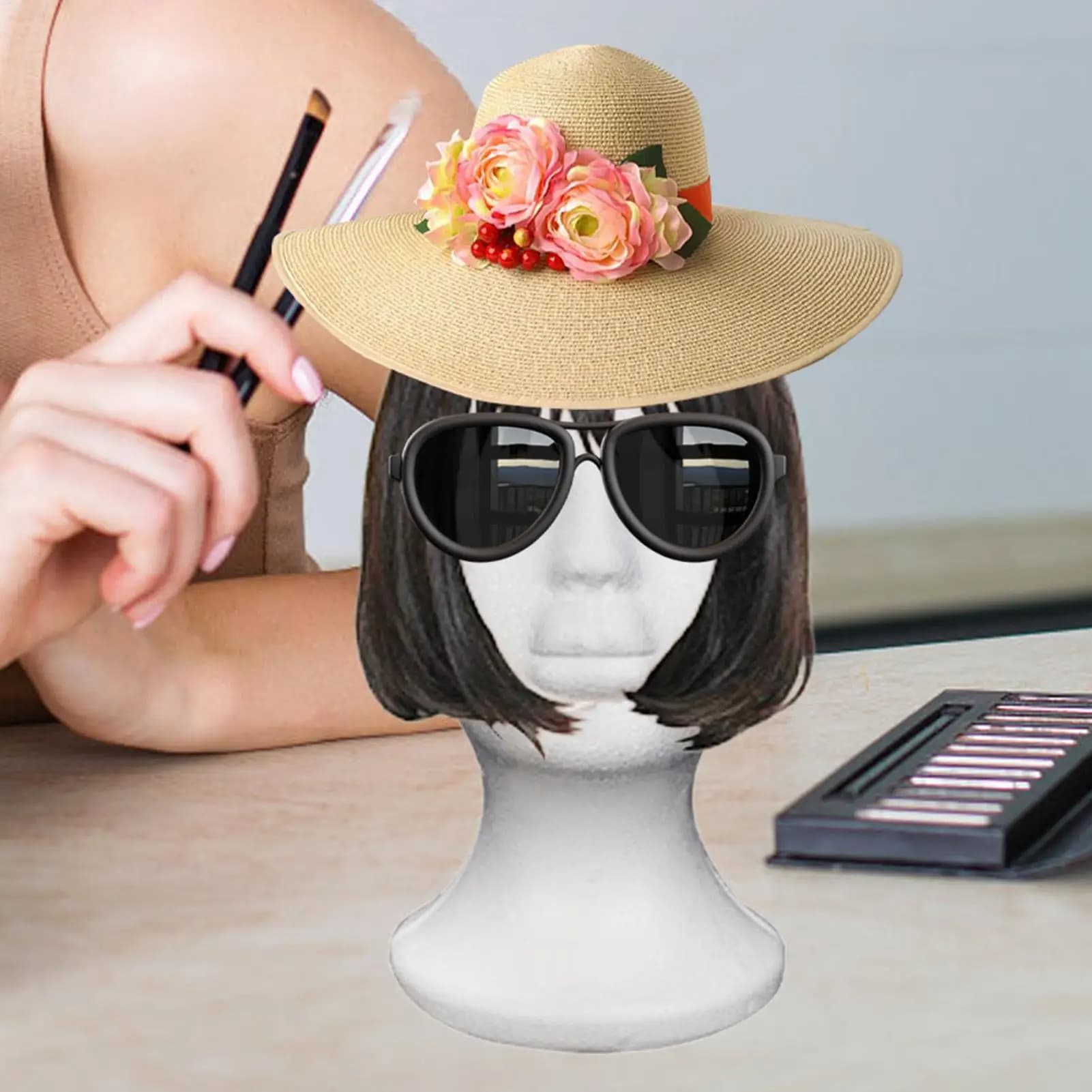 Mannequin féminin en polystyrène, modèle de tête de Mannequin, perruque en mousse, présentoir de per