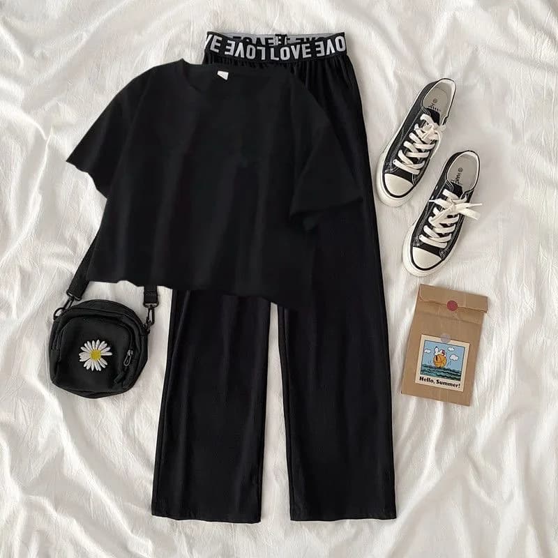 Ensemble de vêtements d'été pour filles de 5 à 14 ans, hauts et pantalons à la mode, ours de dessin 