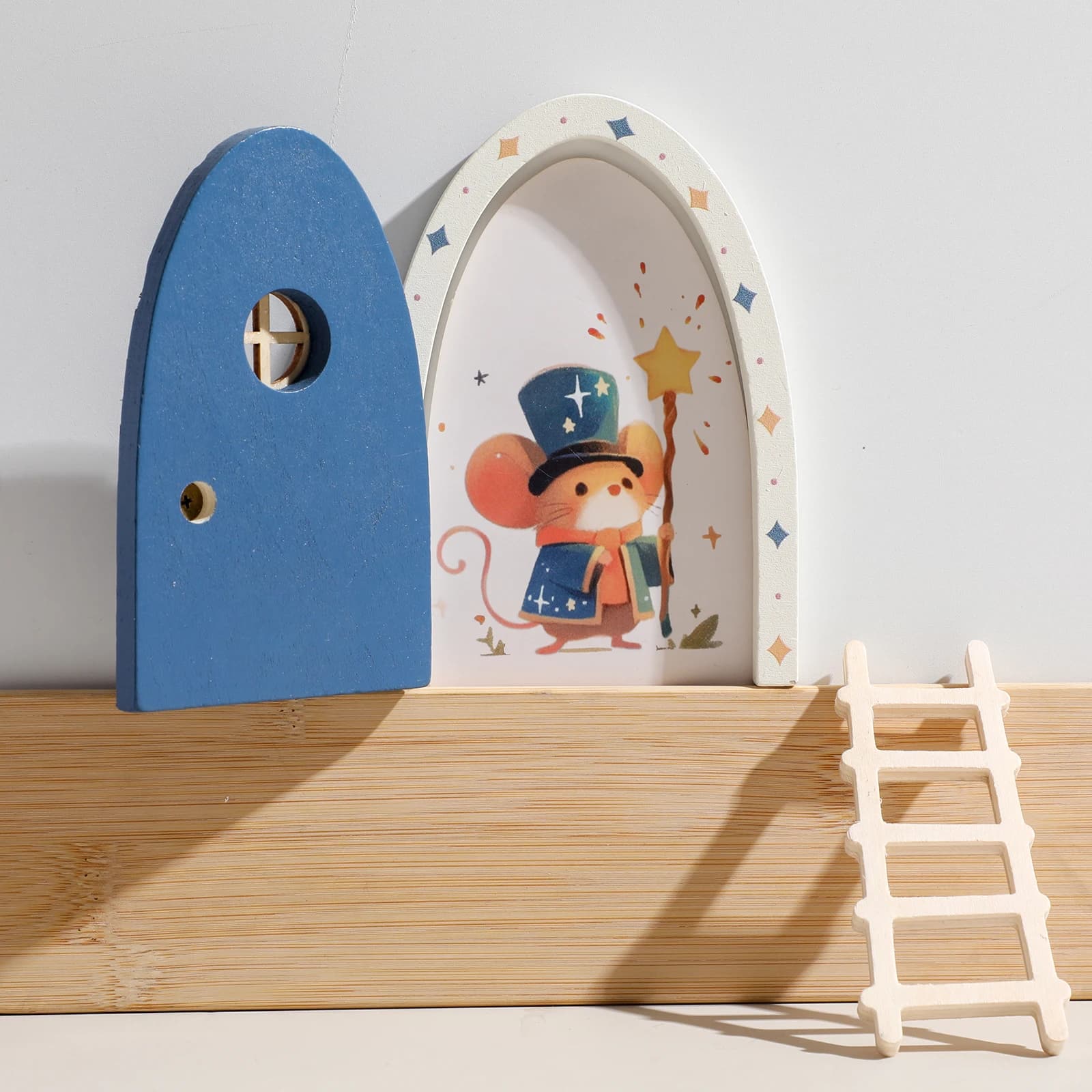 Mini décoration de porte d'elfe de dessin animé pour maison de poupée, décorations de porte ouvrante