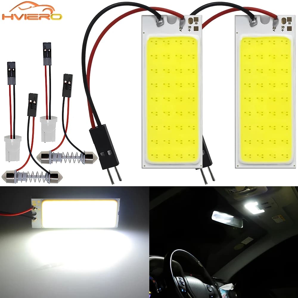 2X blanc T10 W5W Cob 16SMD 24SMD 36SMD 48SMD voiture Led dégagement panneau d'immatriculation lampe 