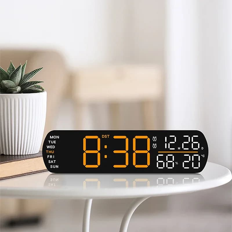 Réveil numérique LED 10 pouces température et humidité/double alarme/Date/semaine/DST horloge de Tab