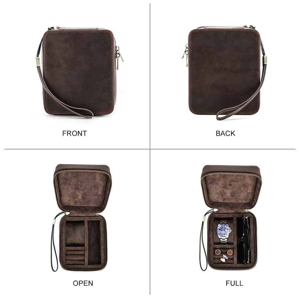 Boîte de Rangement Rétro en Cuir group pour Homme, Bijoux, Bagues, Vitrine, Lunettes de Soleil, Voya