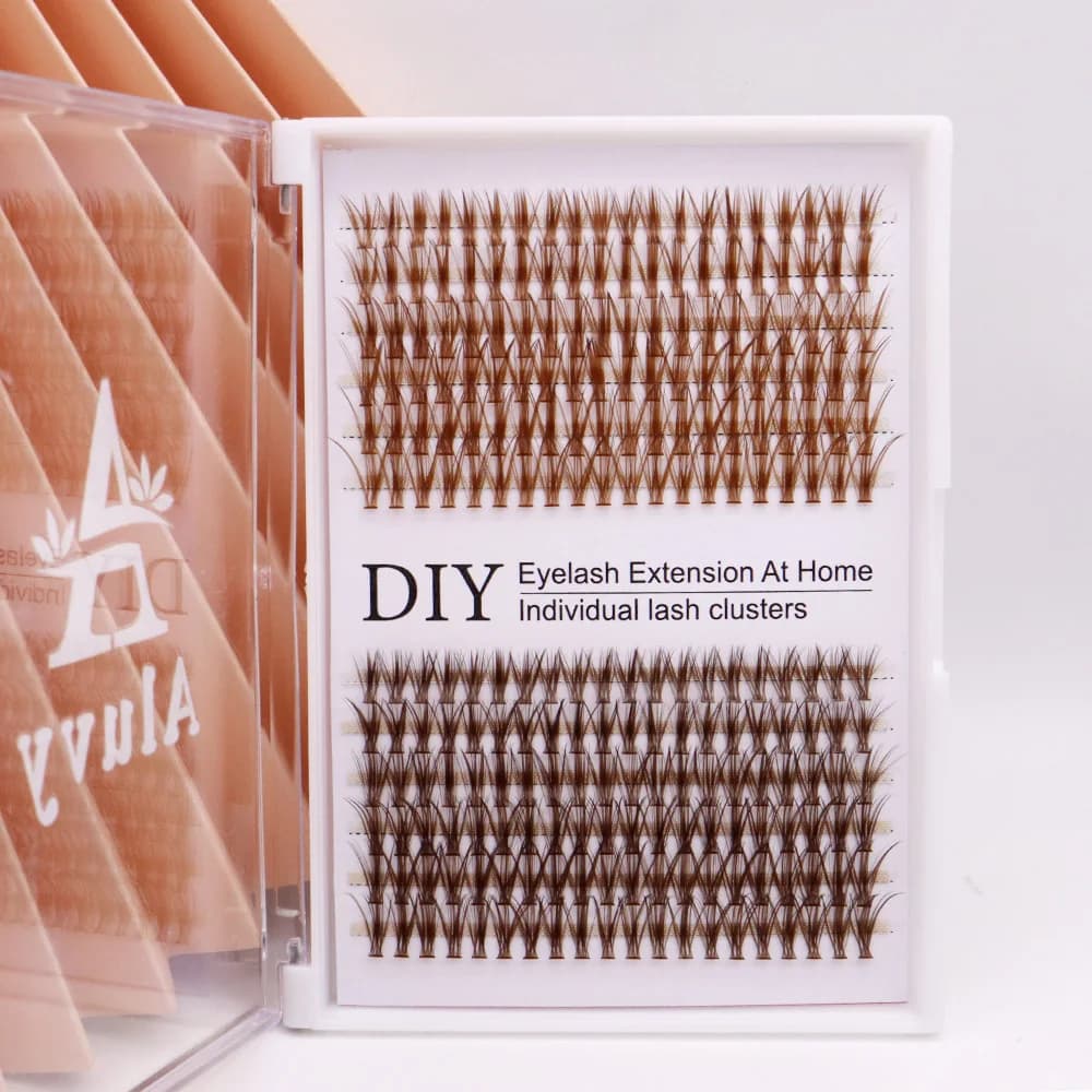 Cils individuels marron mélangés colorés, faux cils en grappe colorés, fournitures pour extensions d