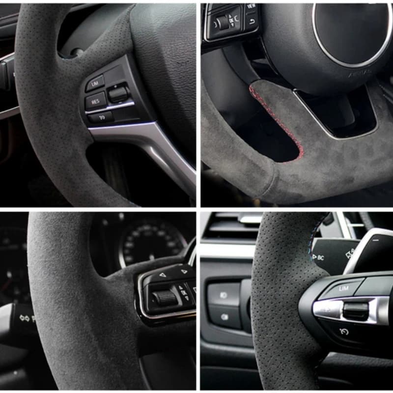 Housse tressée pour volant de voiture, personnalisée, en daim souple, 100% adaptée à la Porsche 911 