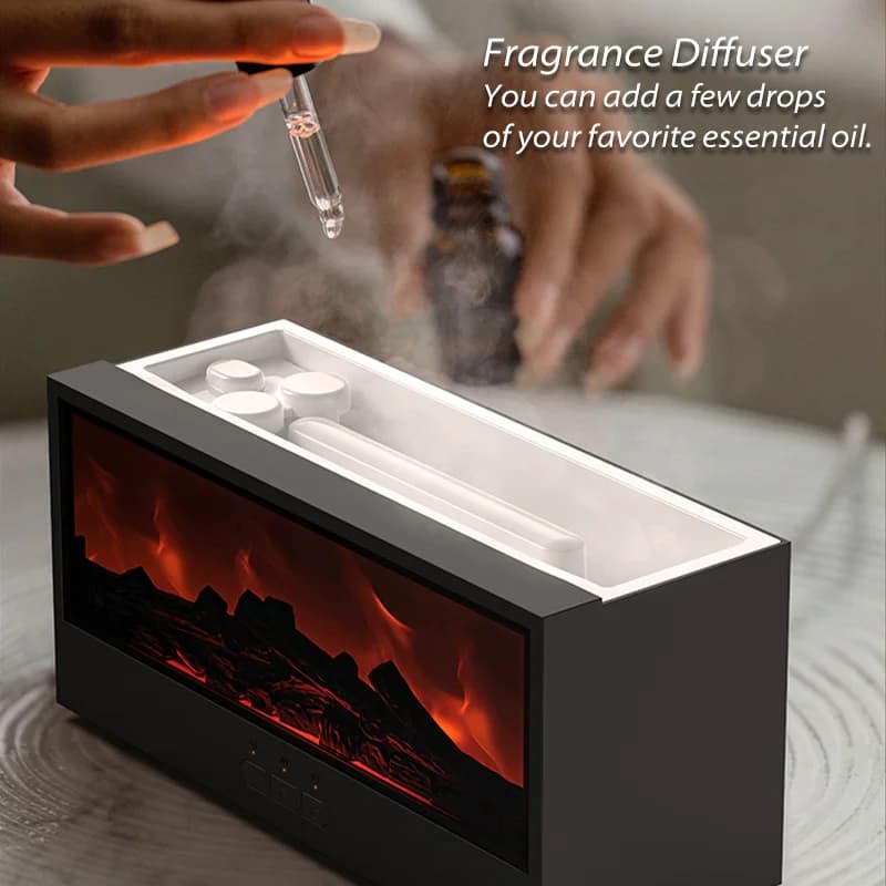 Humidificateur d'air de cheminée, diffuseur d'huile essentielle et d'arôme sans eau avec lumière LED