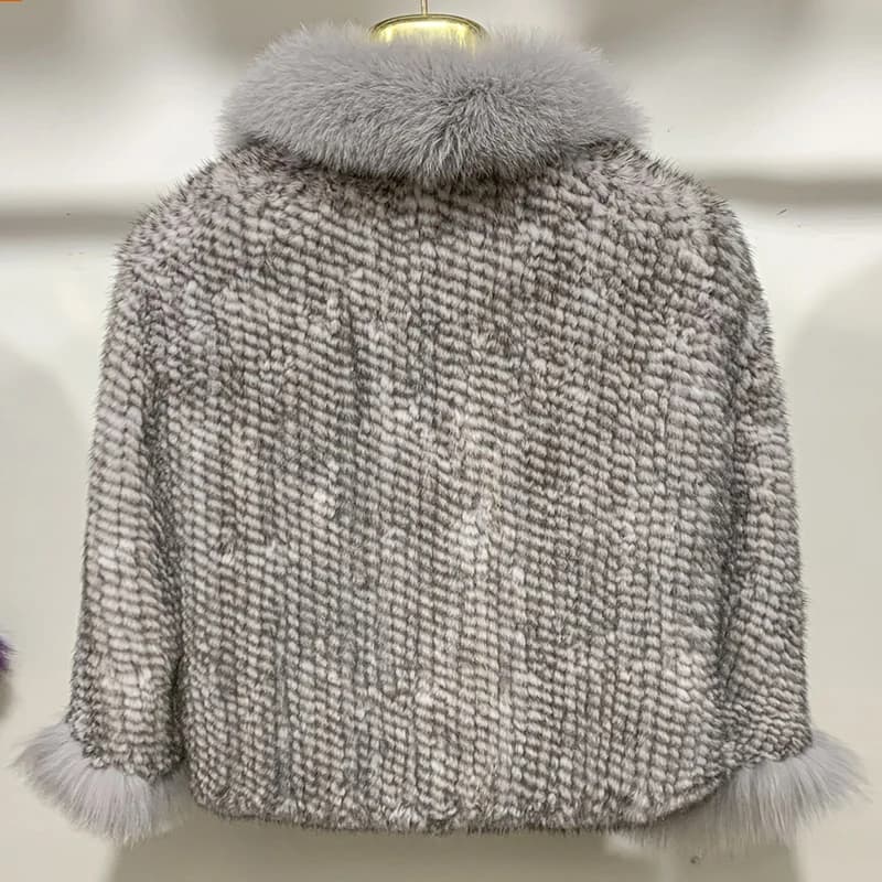 Nouveau Poncho en vraie fourrure de vison tricoté 100% naturel véritable fourrure de vison châle nat