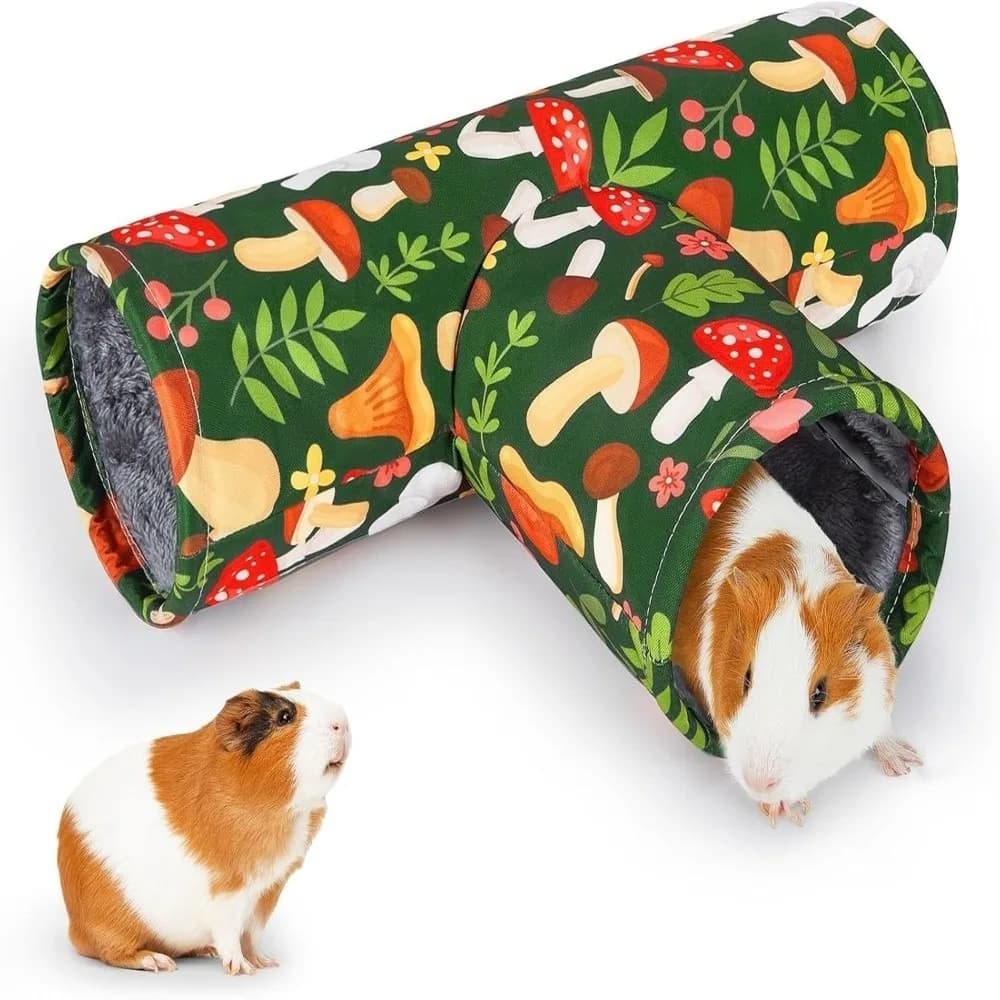 Abri pour hamster à 3 trous, tunnel en peluche chaud, motif floral et étoilé, tube pliable épaissi p