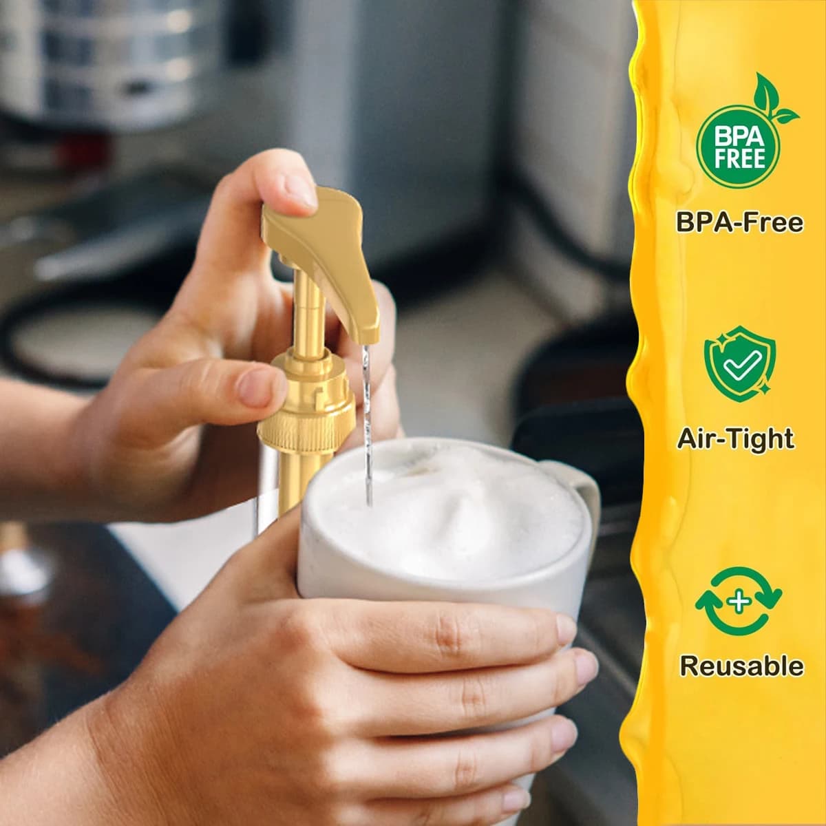 Leeseph – pompe à sirop de café, distributeur de pompe à sirop d'or pour bouteille de sirop de 750ml