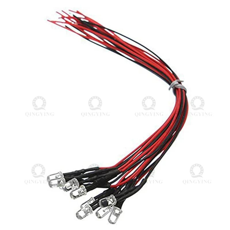 Diodes LED transparentes à l'eau, 50 pièces, 3V 5V 12V 24V DC 3mm 5mm, rouge/vert/bleu/jaune/UV/Oran