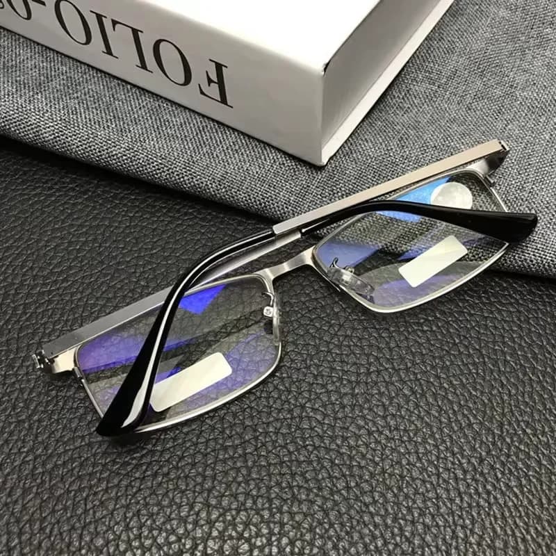 Lunettes de lecture d'affaires en acier inoxydable pour hommes, pour lecteur, blocage de la lumière 