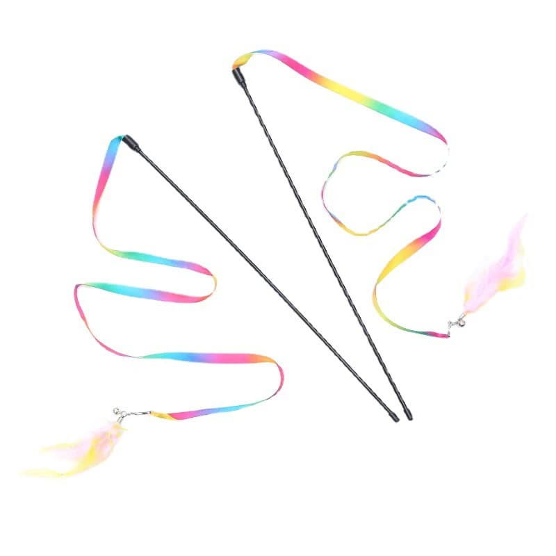 Simulation plume interactive chat jouet ruban de Satin cloche chat bâton jouets chaton jouant Teaser