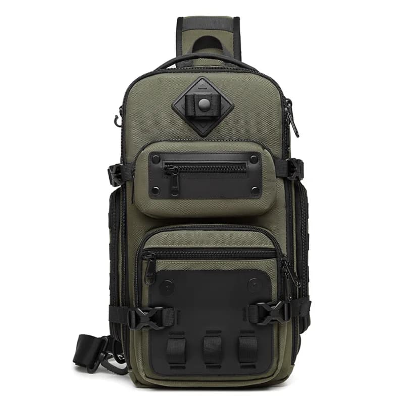 Ozuko sacs de ventre sac de poitrine pour hommes en plein air tactique une épaule sac à bandoulière 