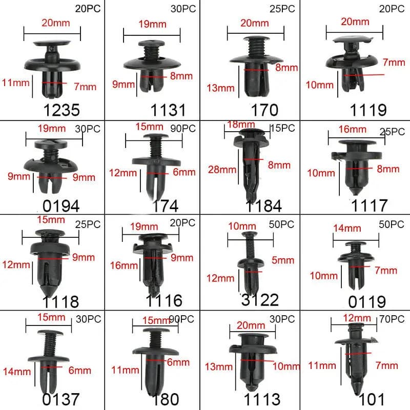 Clips de fixation de voiture mixtes, 300/620 pièces, panneau de garniture de porte, Rivet de retenue