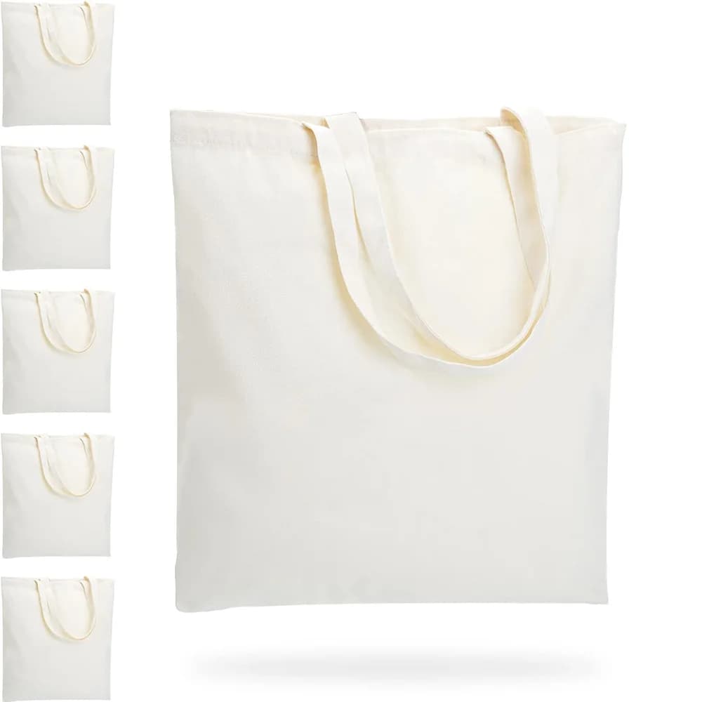 Paquet de 6 sacs fourre-tout en toile, sacs d'épicerie durables et réutilisables parfaits pour les i