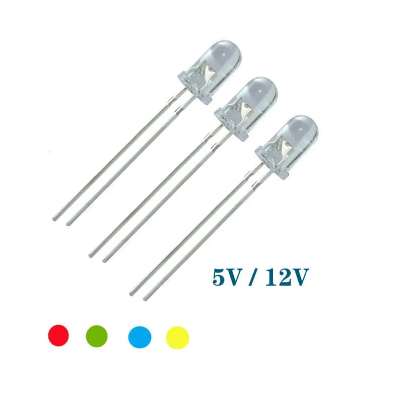 LED 5V 12v 5mm 3mm perle SMD f5 f3 chapeau/lampe ronde dip LED USB voiture lumière blanc rouge vert 