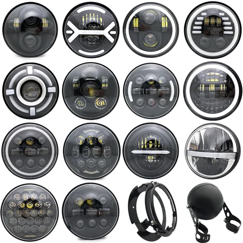 Phare LED noir de 5,75 pouces 5 3/4 "led DRL 40W phares de moto pour Harley Sportster 883 XL883 FXCW