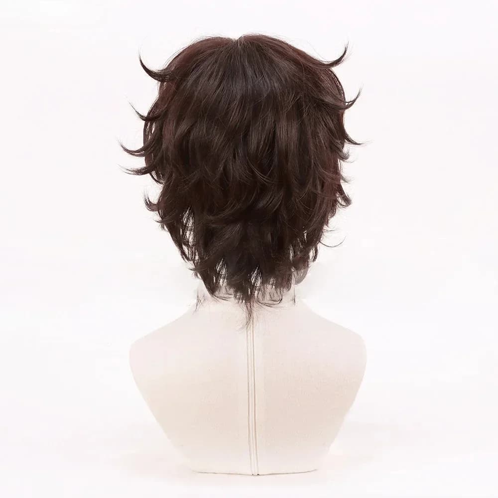 Anime Dazai Osamu perruque Cosplay brun foncé court bouclés Dazai Osamu Cosplay perruque résistant à