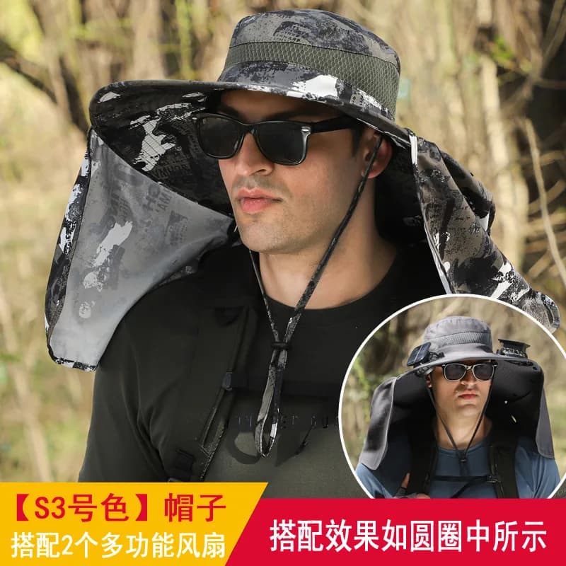 Sombrero-Grand chapeau imperméable pour homme, châle, crème solaire, protection du cou, bord, extéri