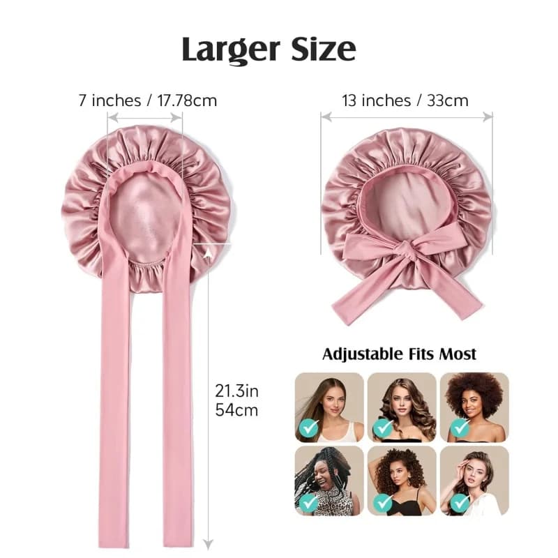 Bonnet en soie de mûrier 100% 19 Momme pour femmes endormies avec une enveloppe de cheveux en soie D