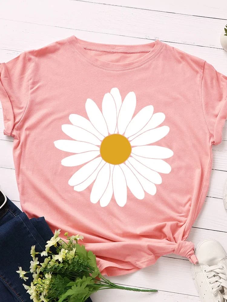 Blooming Destroy AndrPrint T-shirt à manches courtes pour femme, t-shirt à col rond pour femme, t-sh