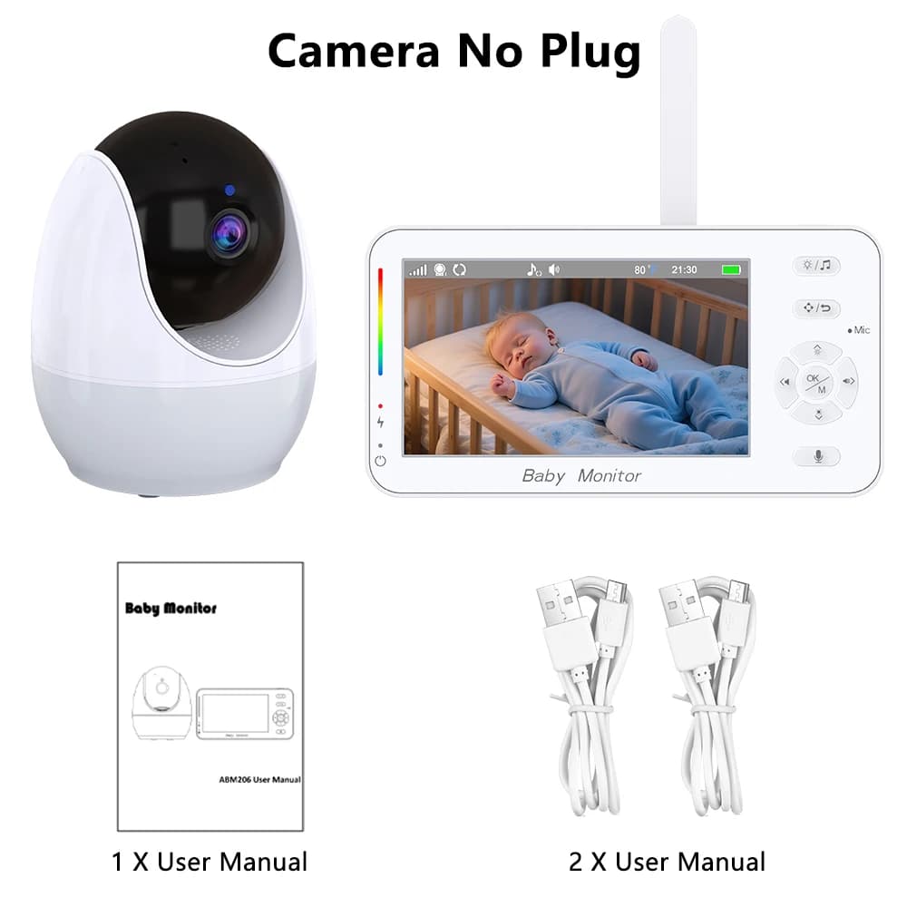 Moniteur vidéo pour bébé de 4.3 pouces, avec caméra PTZ, suivi automatique, contrôle de la vue par a
