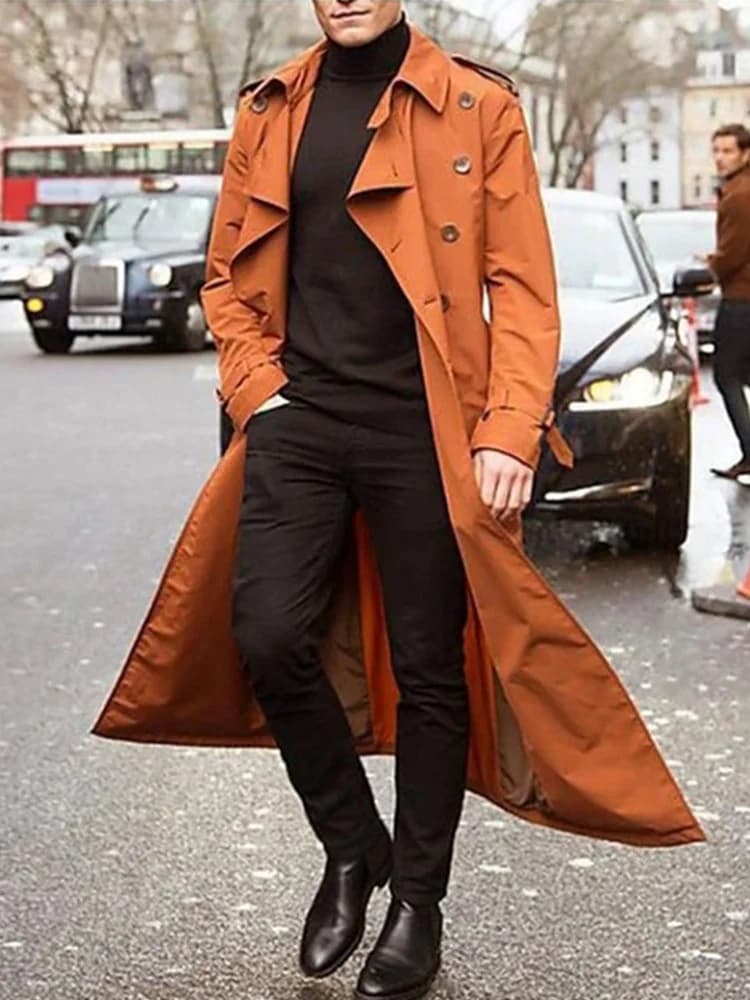 Trench-Coat fin pour hommes, Streetwear, mode, manteaux britanniques surdimensionnés de styliste, vê