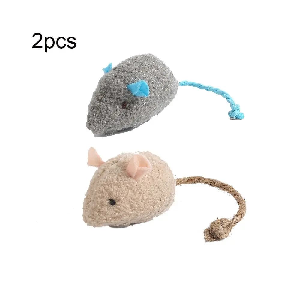 Souris d'entraînement interactive portable pour chats, couleur aléatoire, en tissu doux, avec herbe 