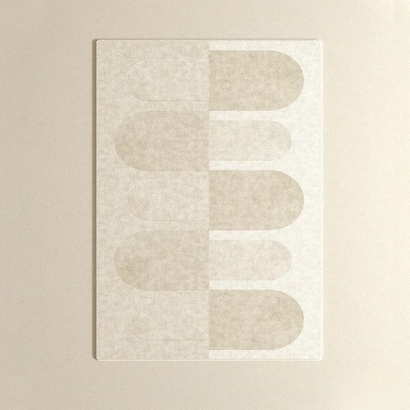 Tapis de grande surface beige à motif géométrique, lignes de tapis de chambre à coucher, décoration 