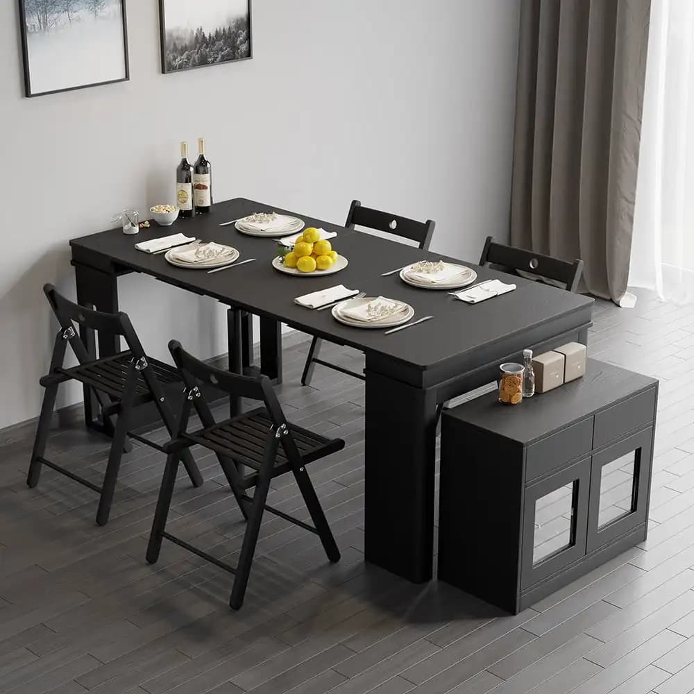 Buffet rectangulaire avec rangement, table à manger extensible moderne
