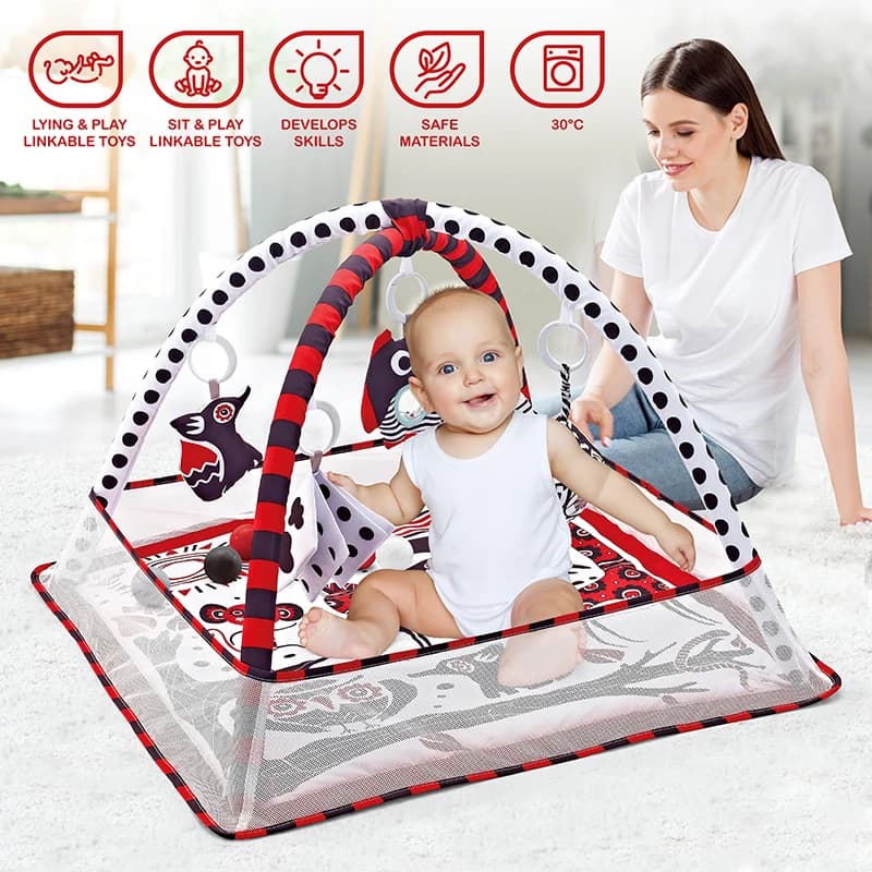 Tapis de jeu de gymnastique pour bébé de 0 à 36 mois, tapis de jeu pour activités du ventre, couvert