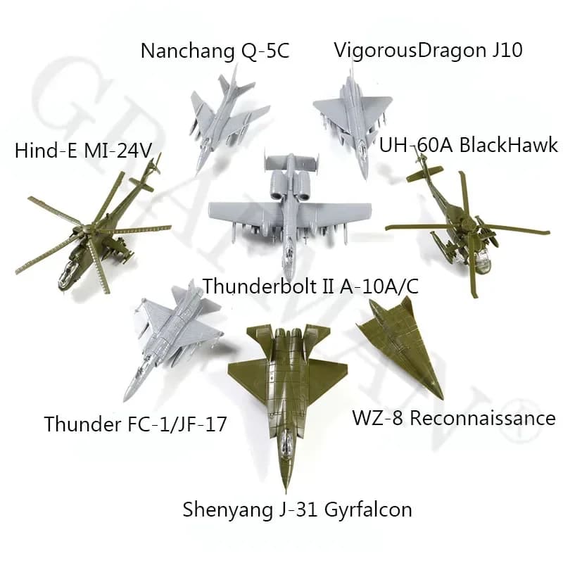 1 pièces 1/144 4D assemblage avion Mi24 hélicoptère FC-1 J10 US Thunderbolt chasseur Reconnaissance 
