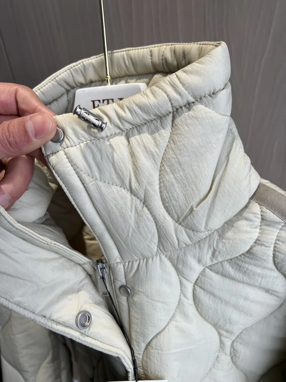 Manteau matelassé pour femmes ETJ 2025 veste QUILTée avec attaches nouvelle veste en coton beige ave