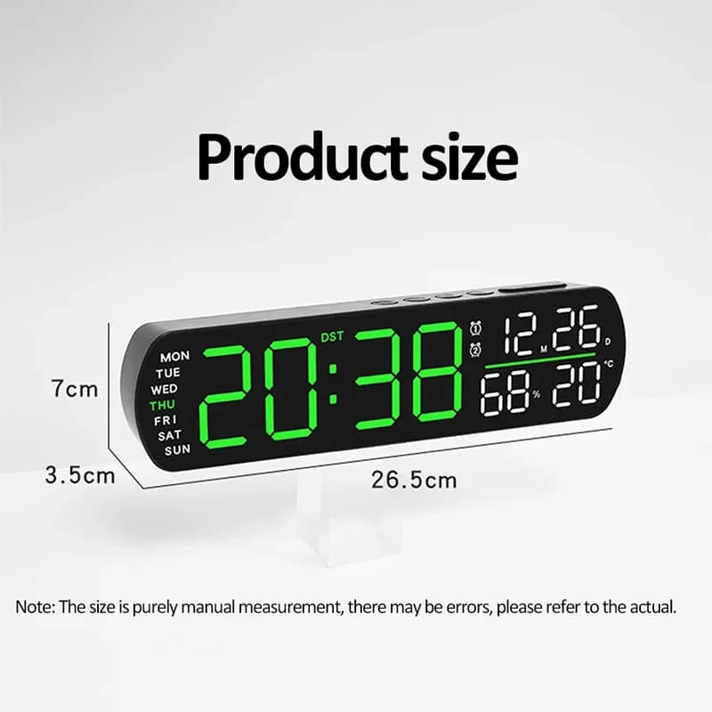 Réveil numérique LED 10 pouces température et humidité/double alarme/Date/semaine/DST horloge de Tab