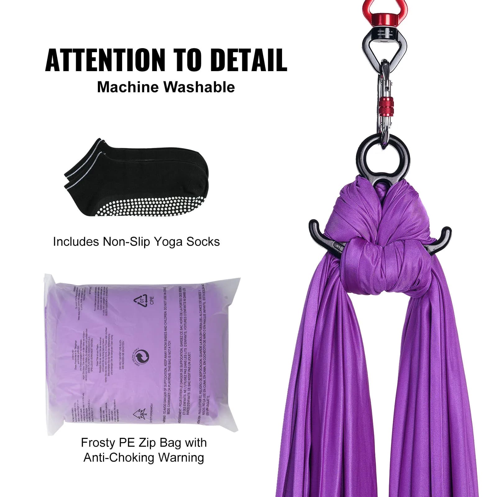 SucceBuy 8,7/11Yards hamac de yoga aérien et kit de démarrage de yoga balançoire accessoire de sangl